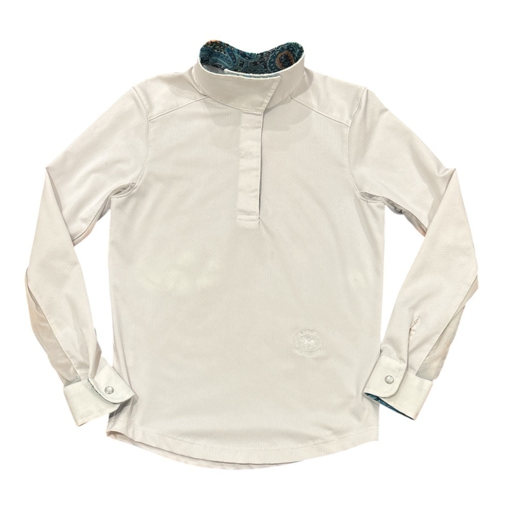 Girls Equestrian Show Shirt by Essex Classics, Talent Yarn Paisley Collar Size S